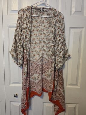 Patrons of Peace Floral Kimono - Cream, Orange & Pink